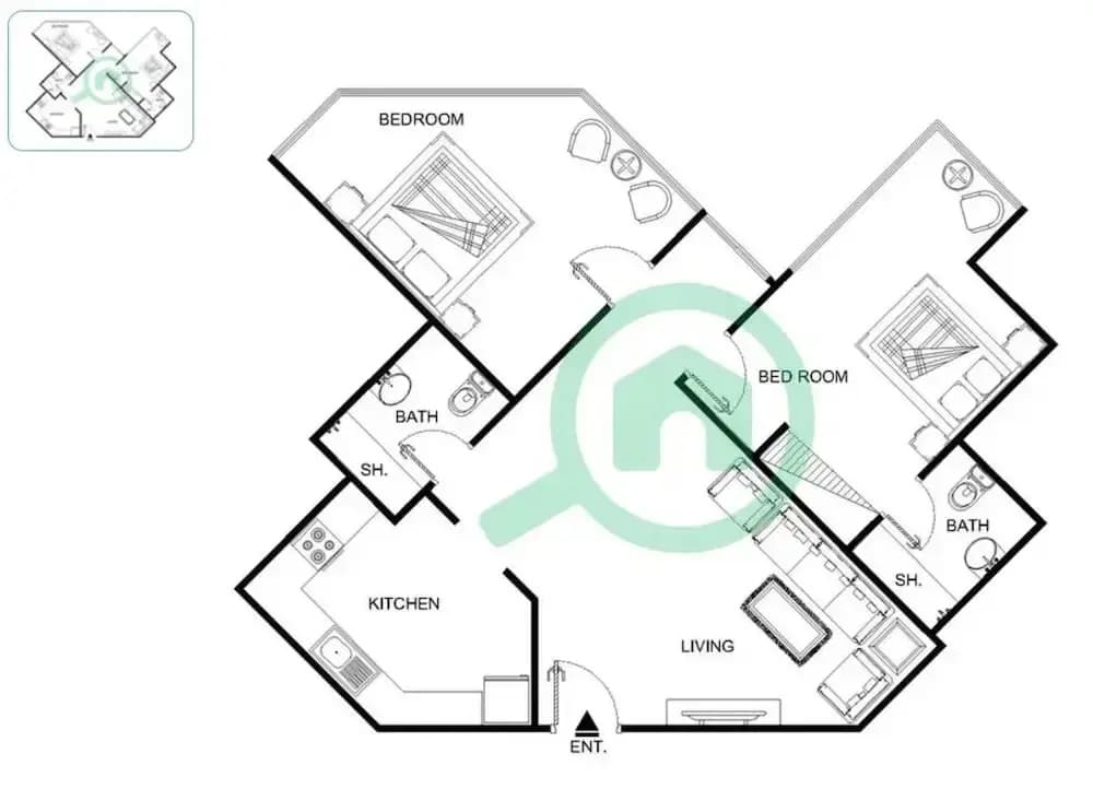 Spacious Serene 2 Bedroom in JLT for 4 - photo 22