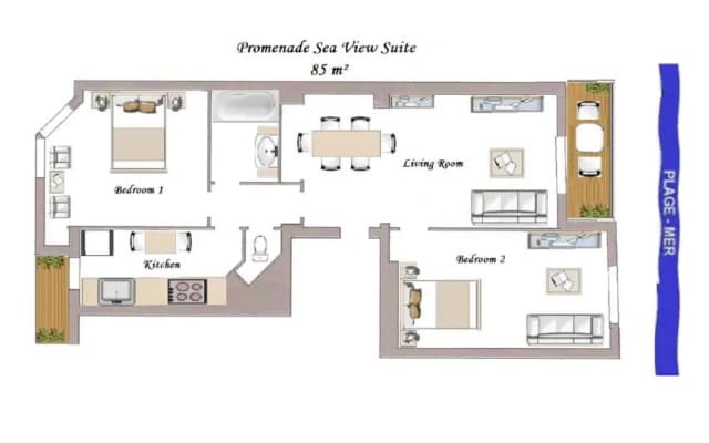 Sea Front Suite - Panoramic View with Terrace - 85 M - photo 3